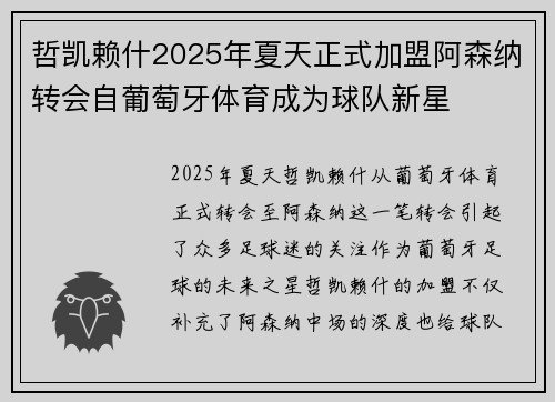 哲凯赖什2025年夏天正式加盟阿森纳转会自葡萄牙体育成为球队新星